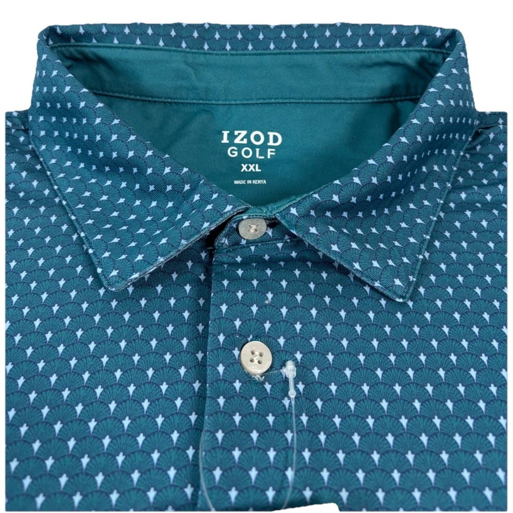 Izod Men's Short Sleeve Polo Shirt Wicking Quick Dry Blue Size XXL 2XL NWT
